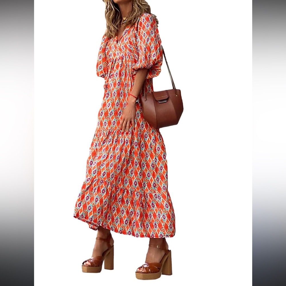 Colorful Geometric Maxi Dress